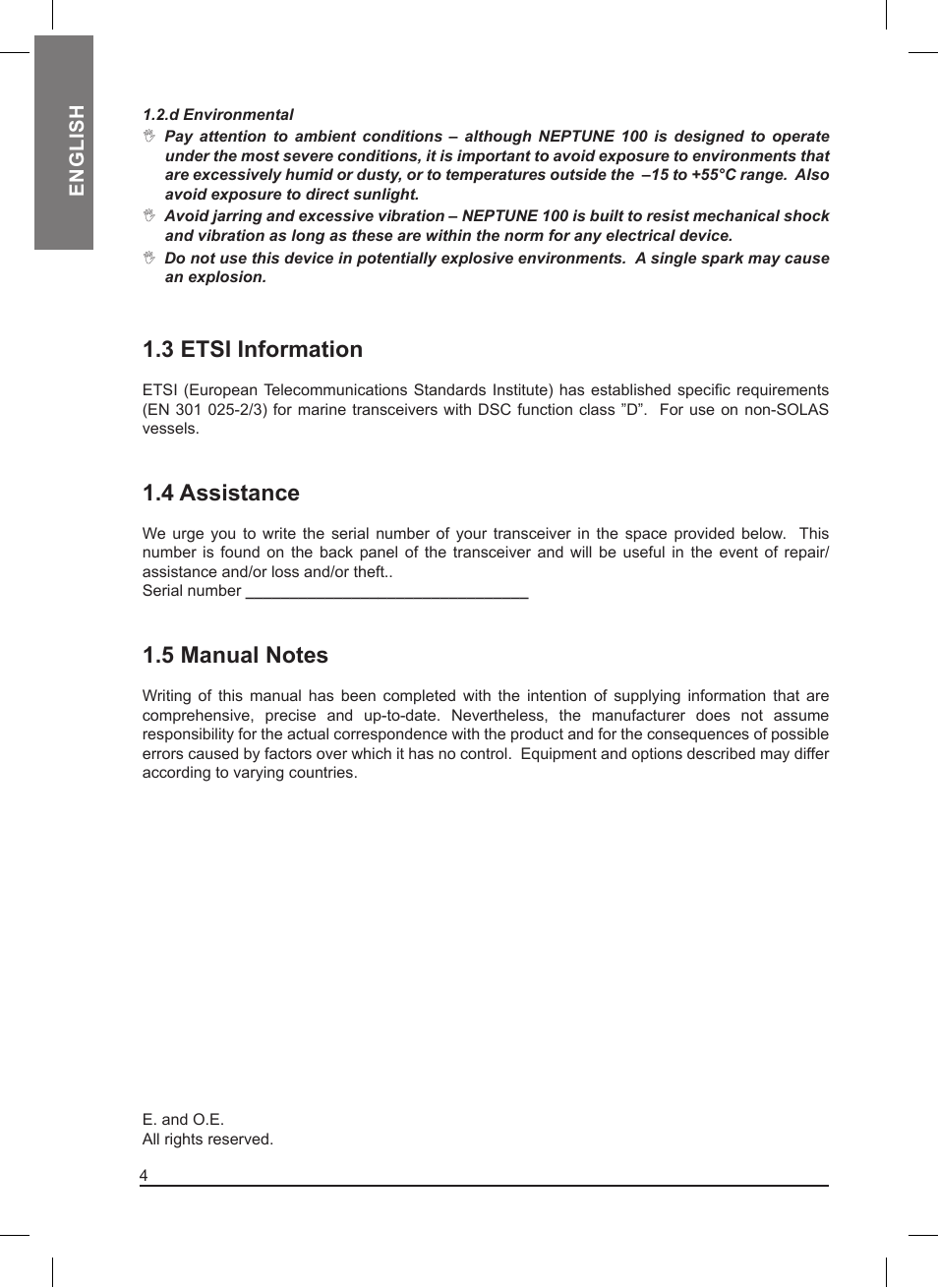 3 etsi information, 4 assistance | MIDLAND Neptune 100 User Manual | Page 4 / 28