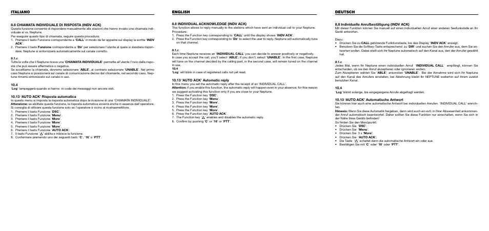 Italiano, English, Deutsch | MIDLAND Neptune New User Manual | Page 2 / 2