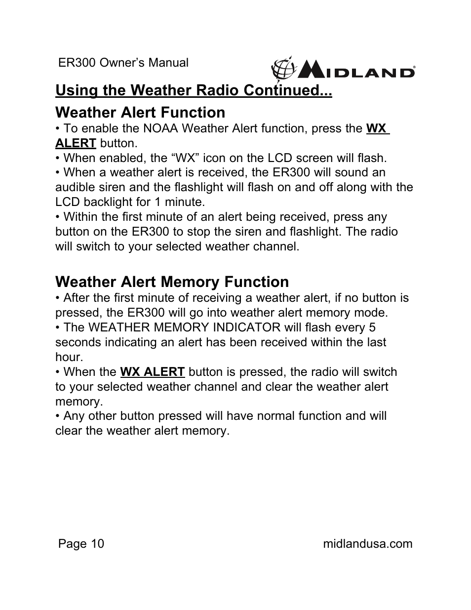 MIDLAND ER300 User Manual | Page 10 / 19