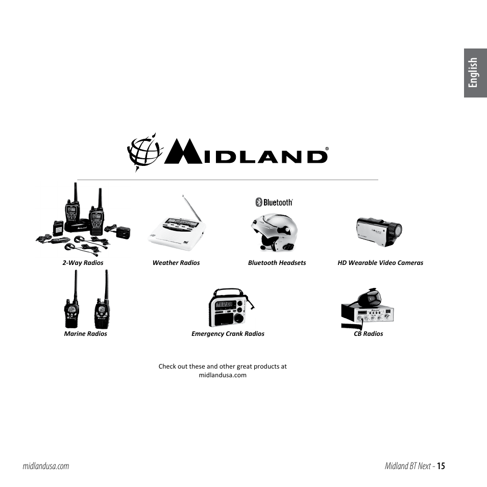 English | MIDLAND BT NEXT User Manual | Page 15 / 16