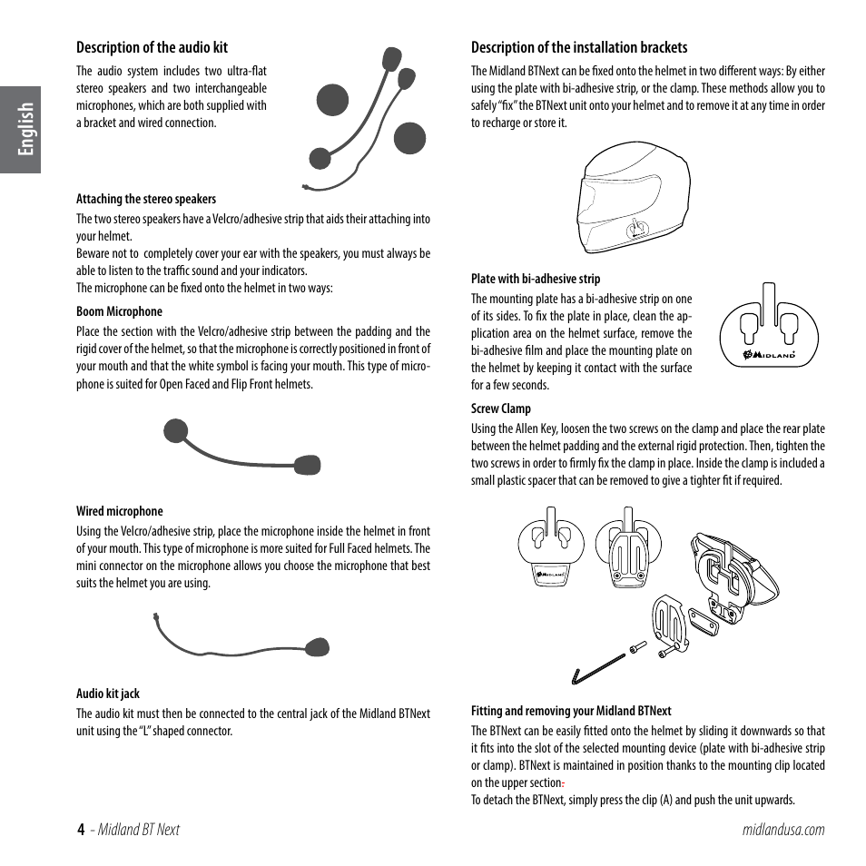 English | MIDLAND BT NEXT User Manual | Page 4 / 16