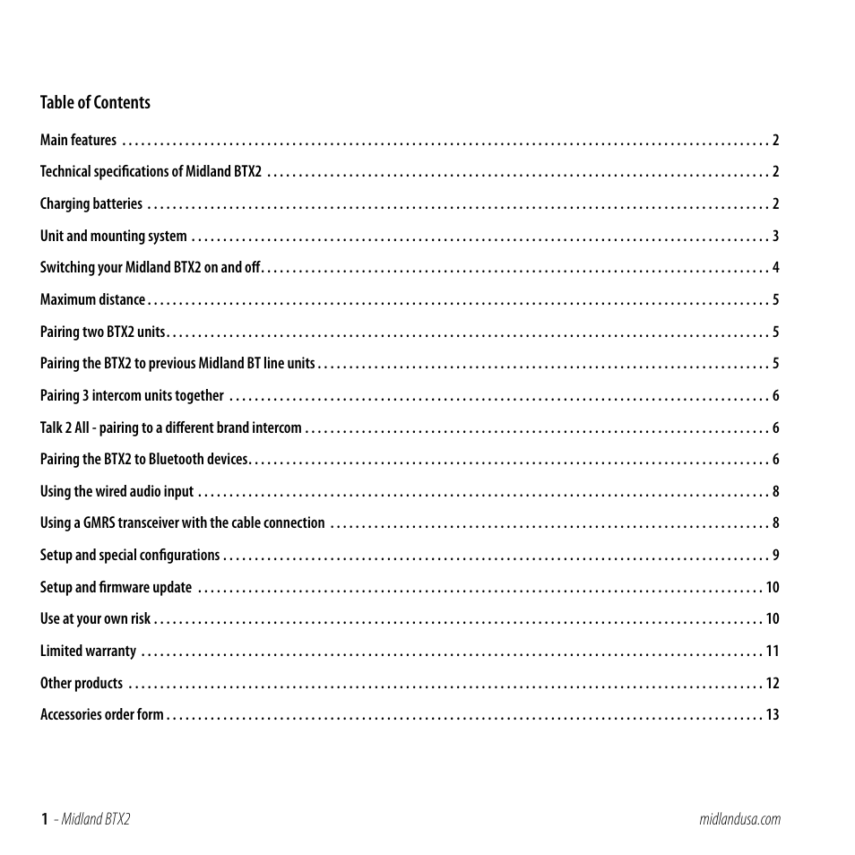 MIDLAND BTX2 User Manual | 13 pages