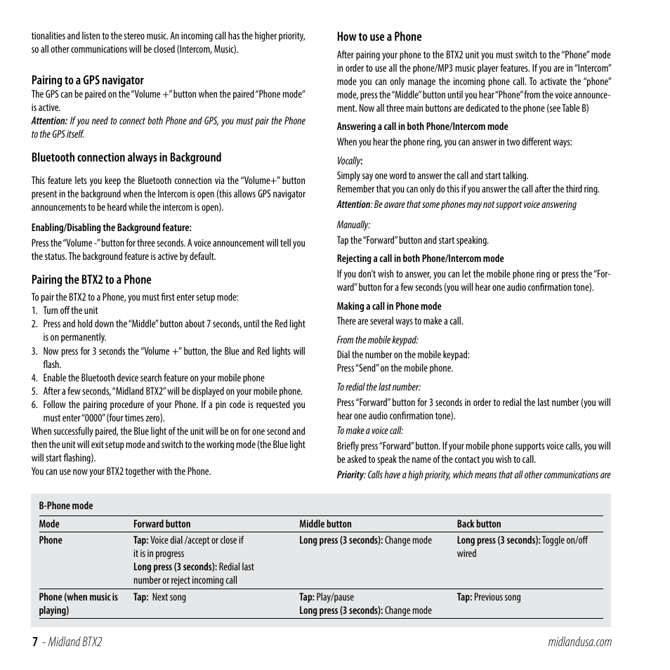 MIDLAND BTX2 User Manual | Page 7 / 13