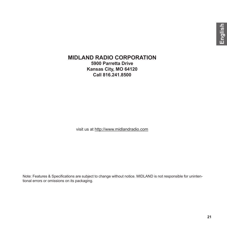 MIDLAND BT1 User Manual | Page 21 / 21