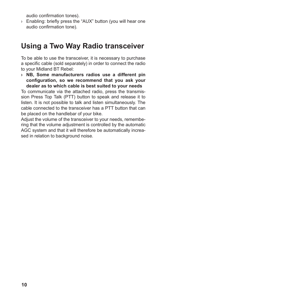Using a two way radio transceiver | MIDLAND BT Rebel User Manual | Page 10 / 17