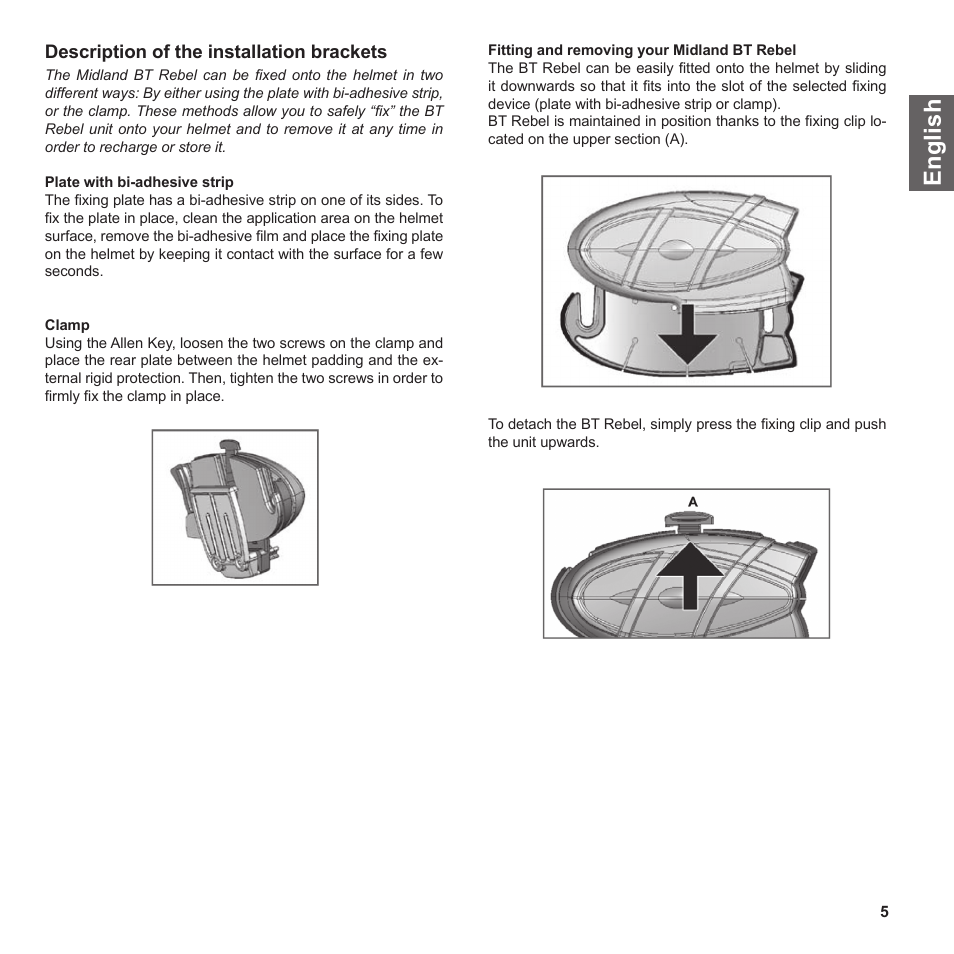 En g li s h | MIDLAND BT Rebel User Manual | Page 5 / 17