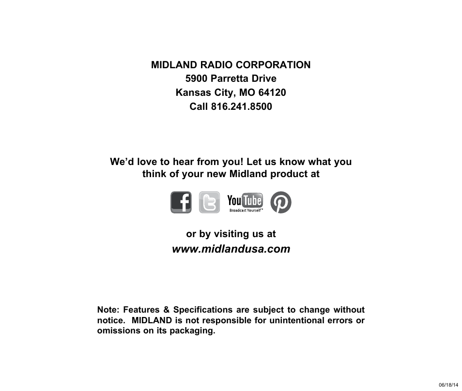 MIDLAND XTC 400 User Manual | Page 14 / 14