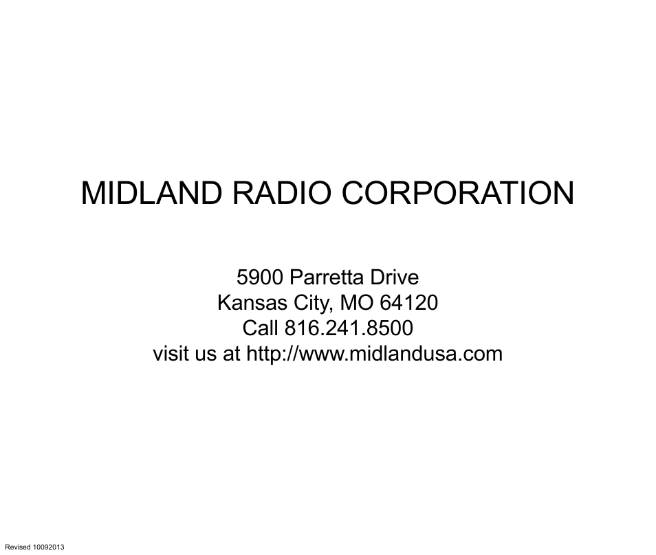 Midland radio corporation | MIDLAND XTC300 User Manual | Page 12 / 12