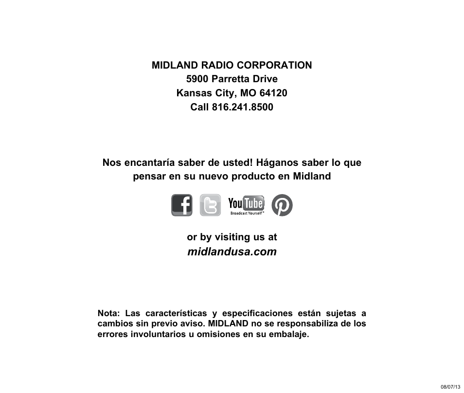 MIDLAND XTC-280 User Manual | Page 12 / 12