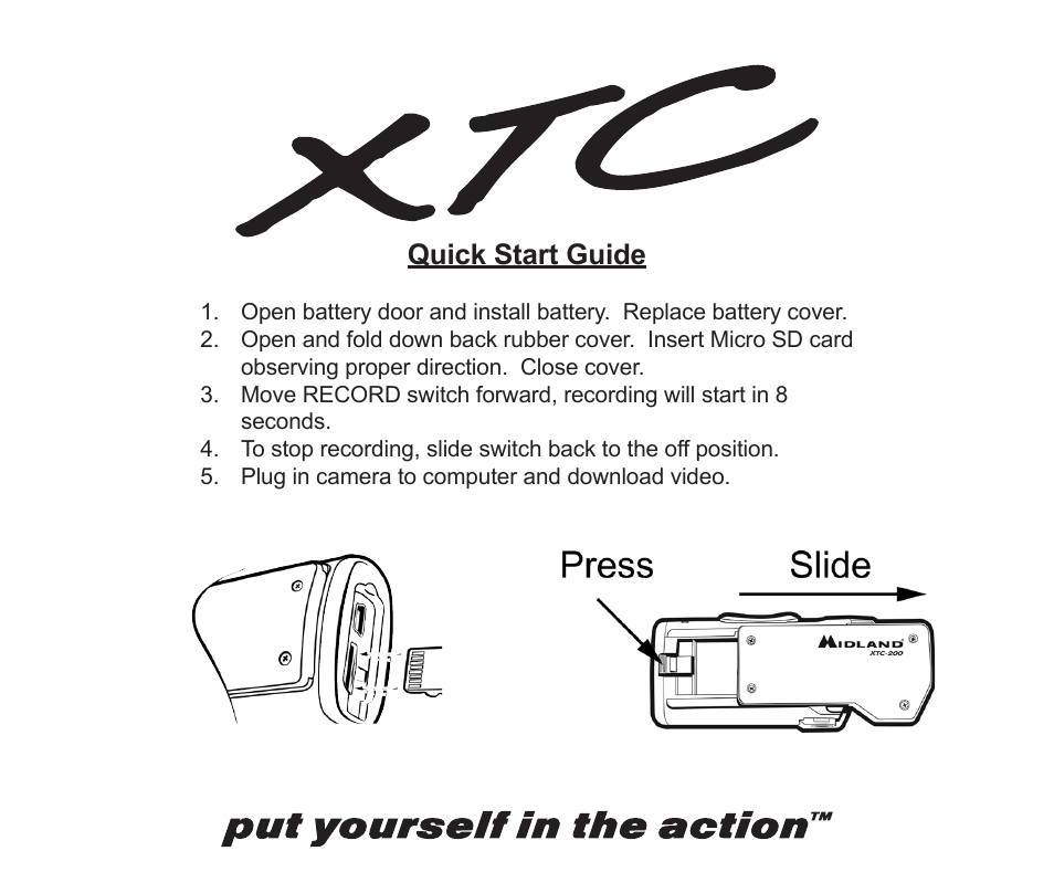 Xtc-200 manual tri minus cover 3-14-12, Quick start guide | MIDLAND XTC 200 User Manual | Page 2 / 29