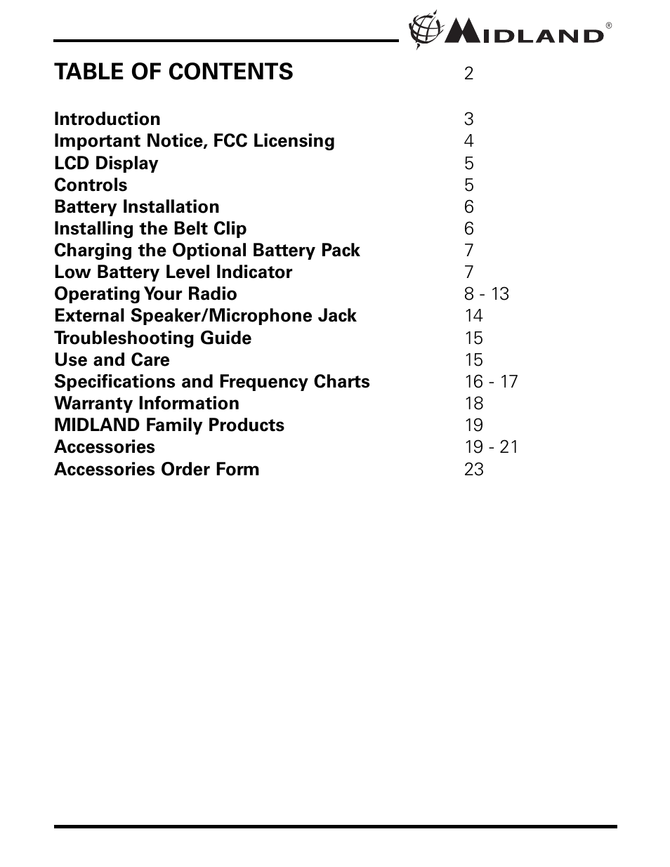 MIDLAND GXT600/635/650/656 User Manual | Page 2 / 24