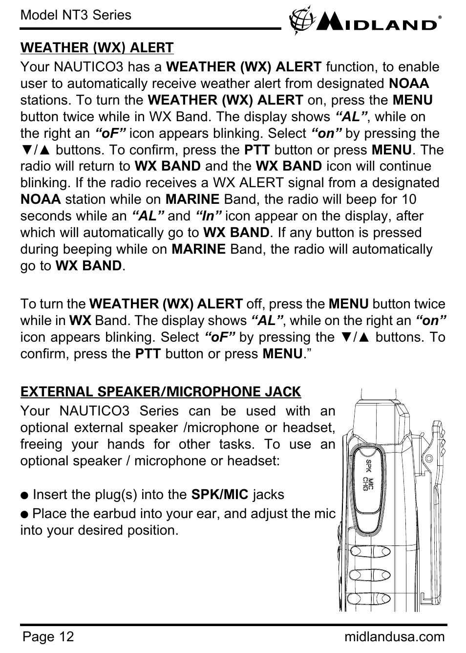 MIDLAND NT3 User Manual | Page 12 / 22