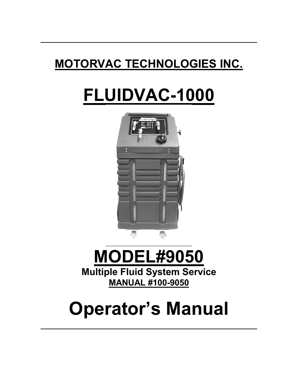 MotorVac FLUIDVAC-1000 User Manual | 16 pages