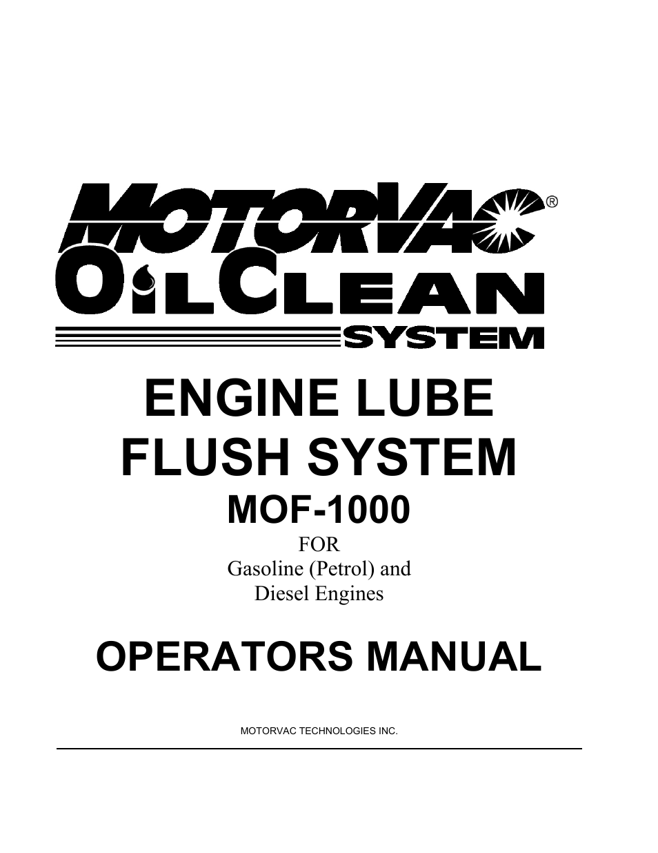 MotorVac OilClean MOF-1000 User Manual | 33 pages