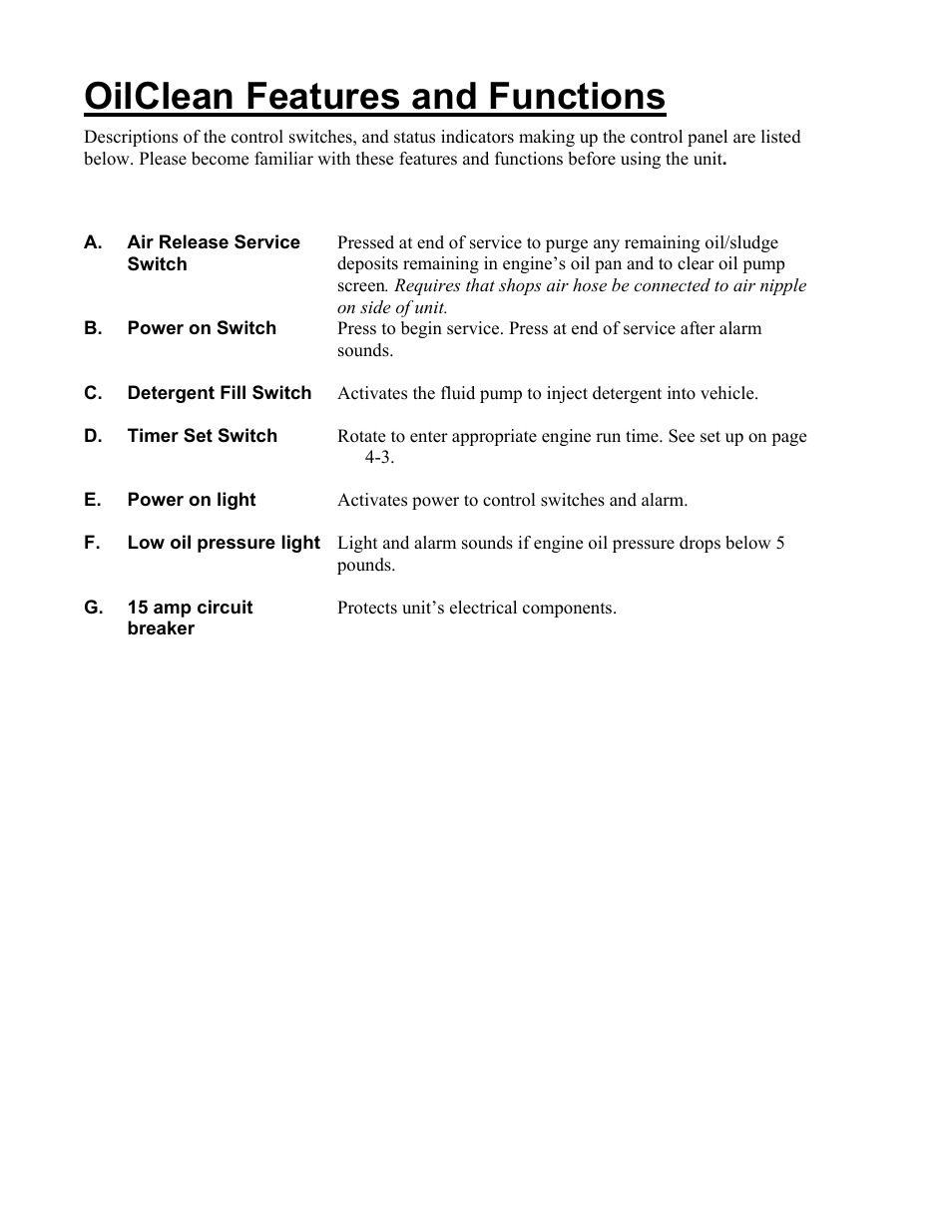 Oilclean features and functions | MotorVac OilClean MOF-1000 User Manual | Page 9 / 33