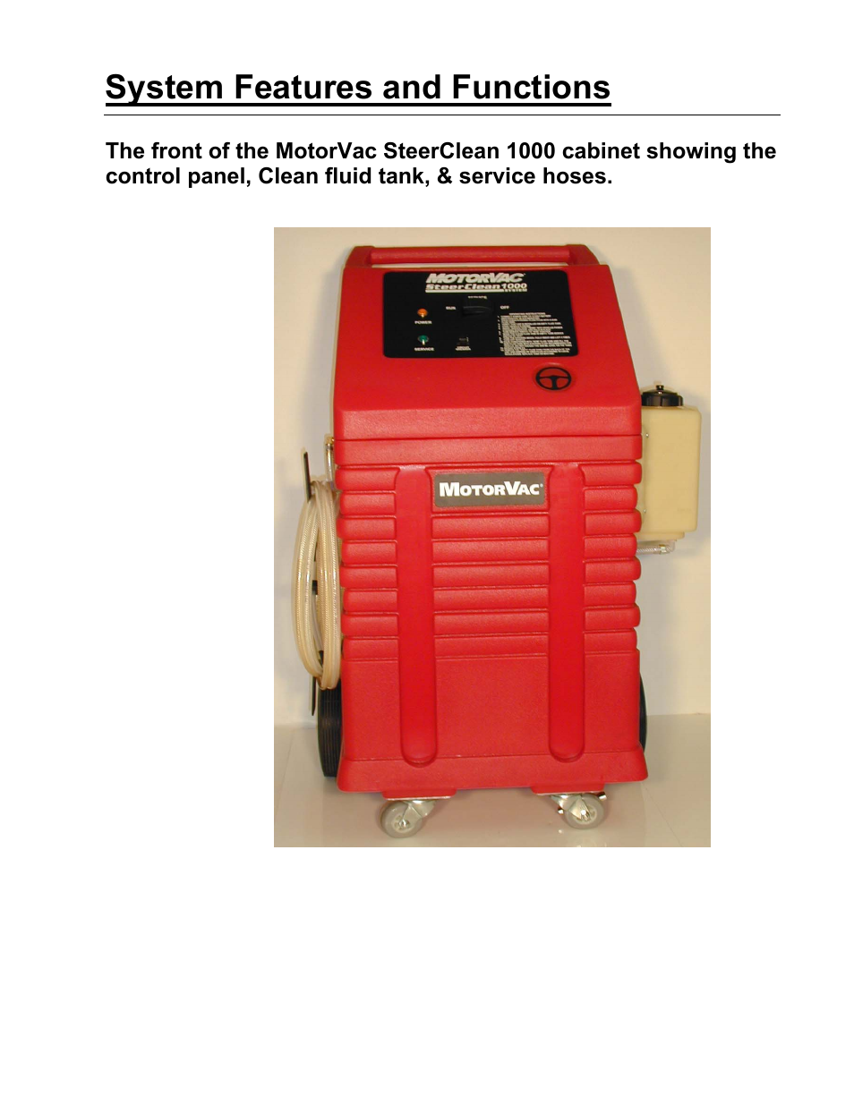 System features and functions | MotorVac SteerClean 1000 User Manual | Page 5 / 18