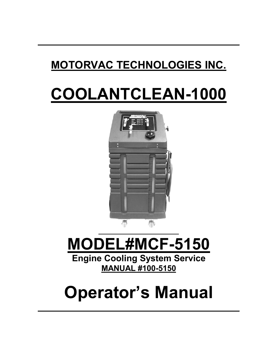 MotorVac COOLANTCLEAN-1000 User Manual | 17 pages