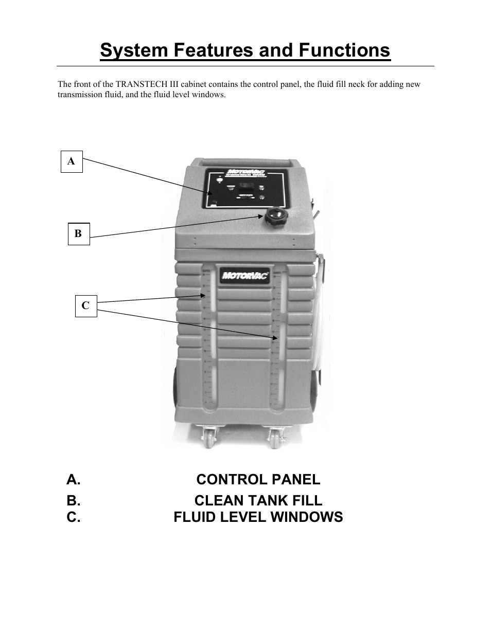 System features and functions | MotorVac TRANSTECH-1000 User Manual | Page 5 / 19