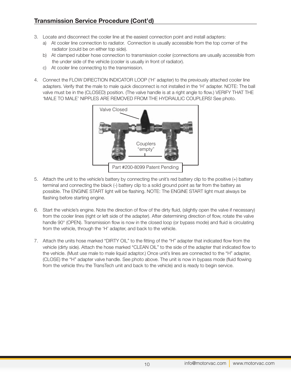Transmission service procedure, Cont’d) | MotorVac TRANSTECH III User Manual | Page 12 / 24