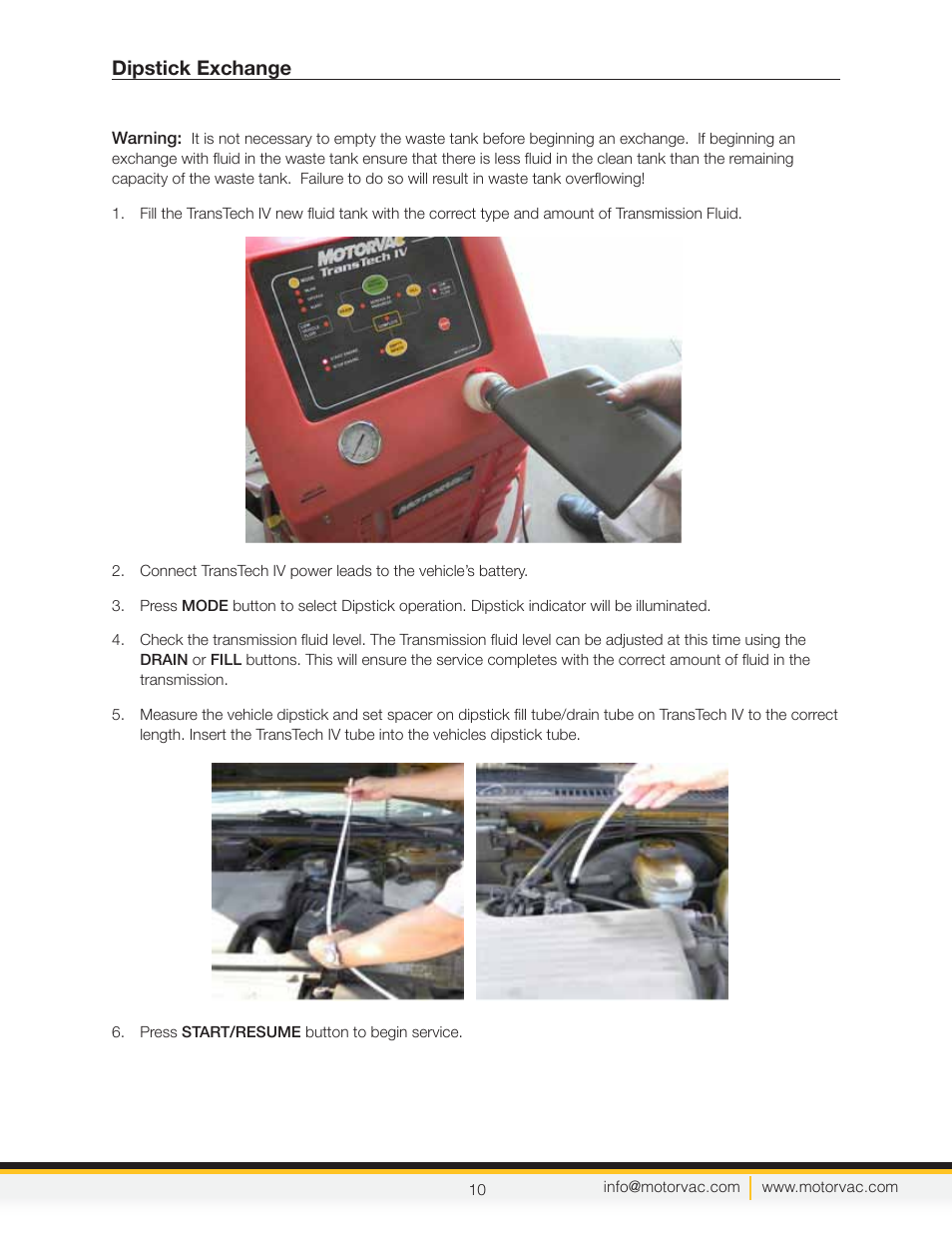 Dipstick exchange | MotorVac TRANSTECH IV User Manual | Page 13 / 24