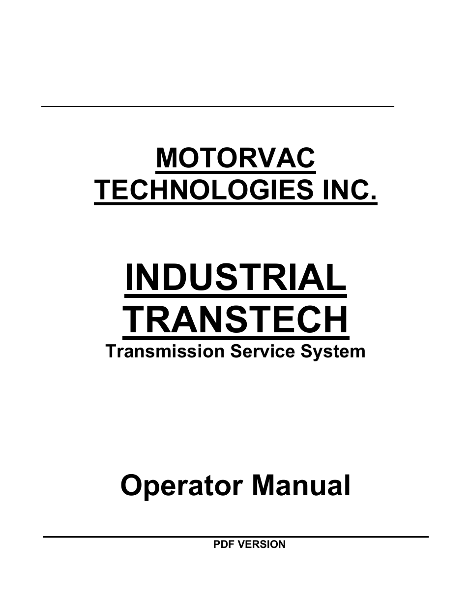 MotorVac TRANSTECH HD User Manual | 23 pages