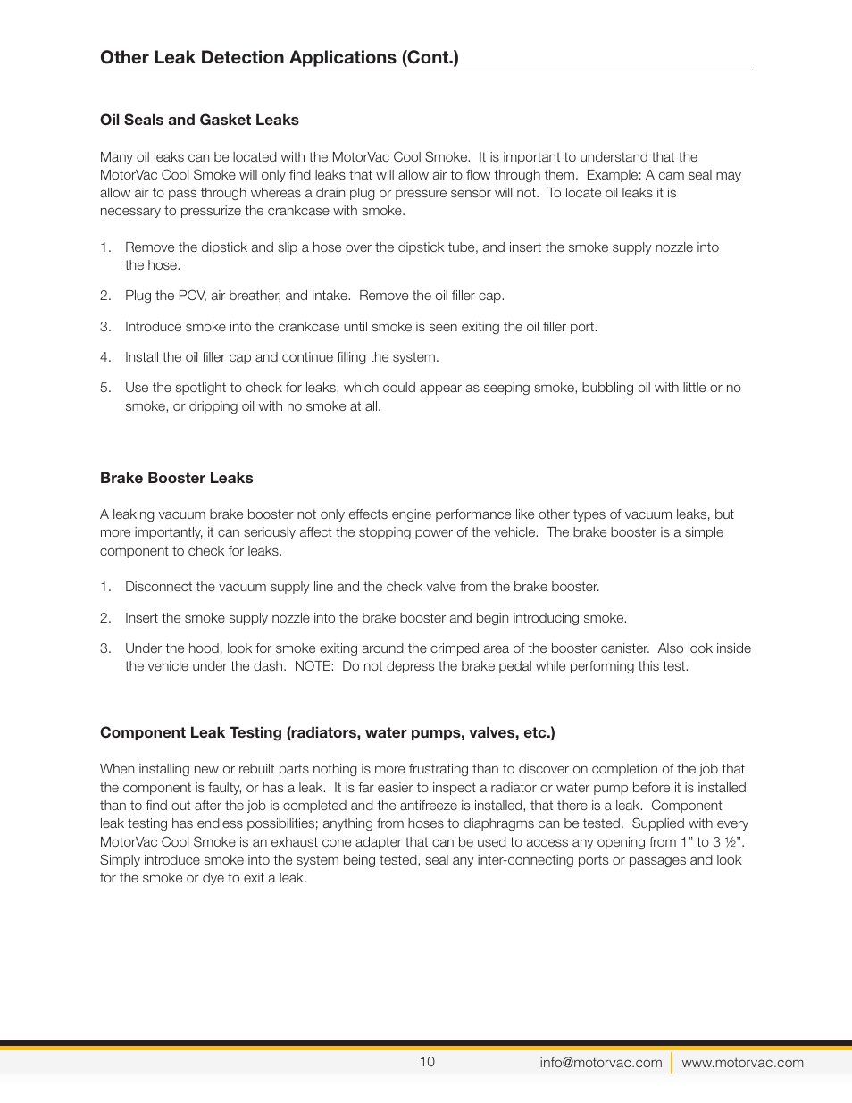 Other leak detection applications (cont.) | MotorVac Cool Smoke EVAP Leak Detection System User Manual | Page 13 / 18