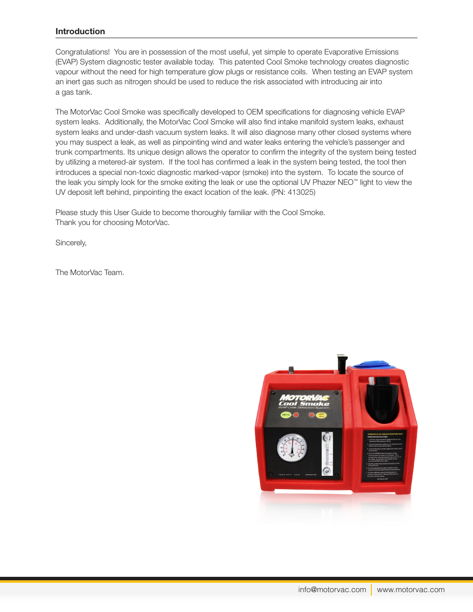 MotorVac Cool Smoke EVAP Leak Detection System User Manual | Page 2 / 18