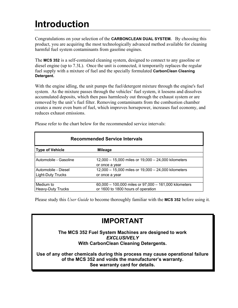 Introduction, Important | MotorVac CarbonClean Dual System MCS 352 User Manual | Page 3 / 59