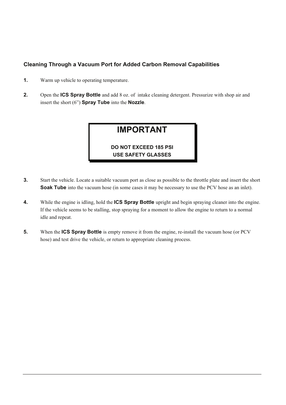 Important | MotorVac Intake Cleaning System Procedures User Manual | Page 5 / 5