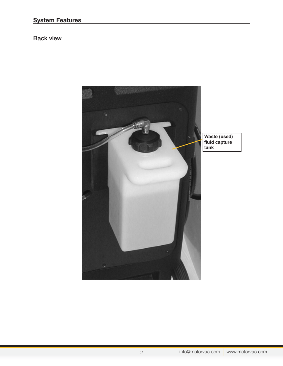 System features back view | MotorVac BrakeVac-II User Manual | Page 5 / 14