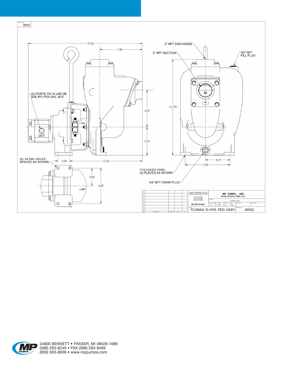 Flomax, 10 hydraulic | MP Pumps FLOMAX 10 HYDRAULIC User Manual | Page 3 / 4