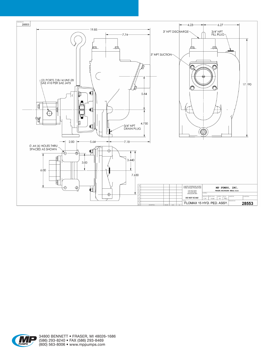 Flomax, 15 hydraulic | MP Pumps FLOMAX 15 HYDRAULIC User Manual | Page 3 / 4