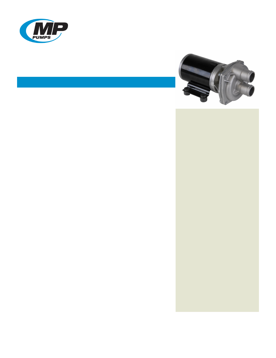 MP Pumps SBX User Manual | 4 pages