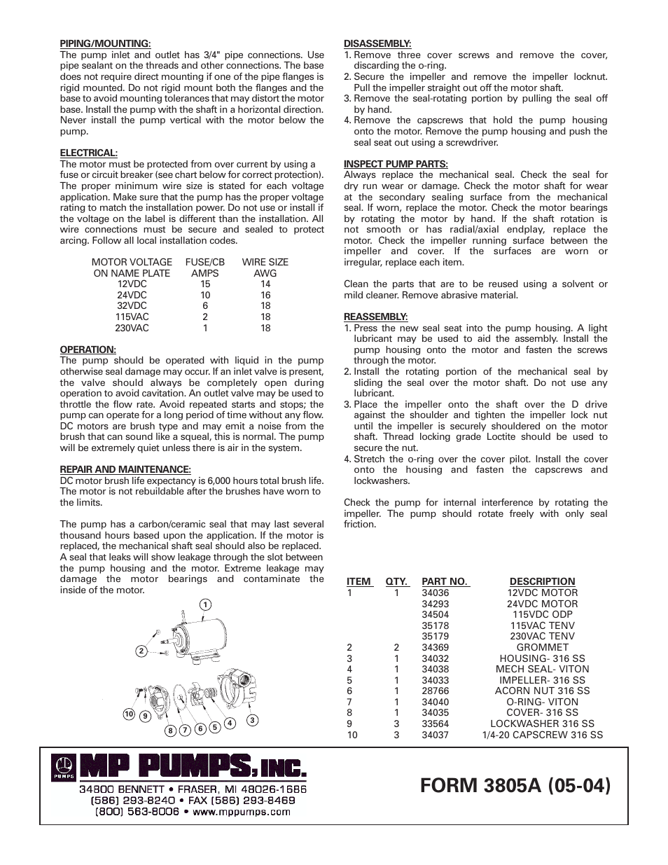 MP Pumps FRX-75 INSTALL User Manual | Page 2 / 2