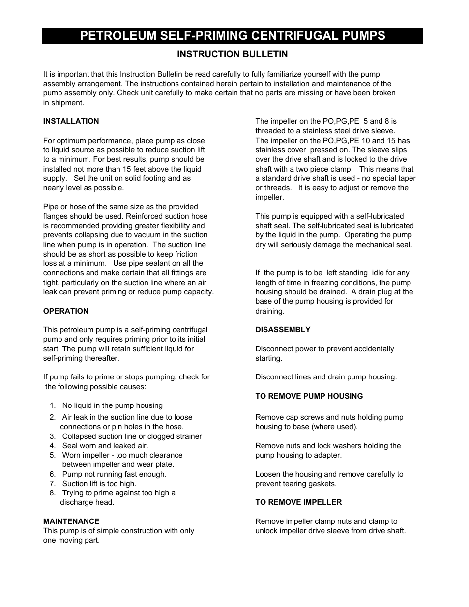 Petroleum self-priming centrifugal pumps | MP Pumps PETROLEUM SELF-PRIMING 5, 8, 10, 15 INSTRUCTION User Manual | Page 2 / 4