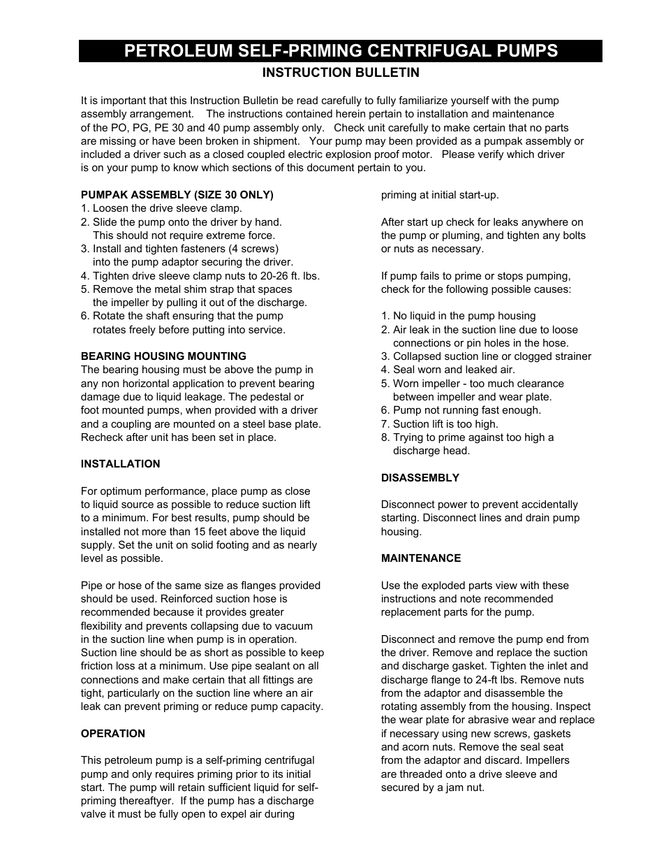 Petroleum self-priming centrifugal pumps | MP Pumps PETROLEUM SELF-PRIMING 30, 40 INSTRUCTION User Manual | Page 2 / 3