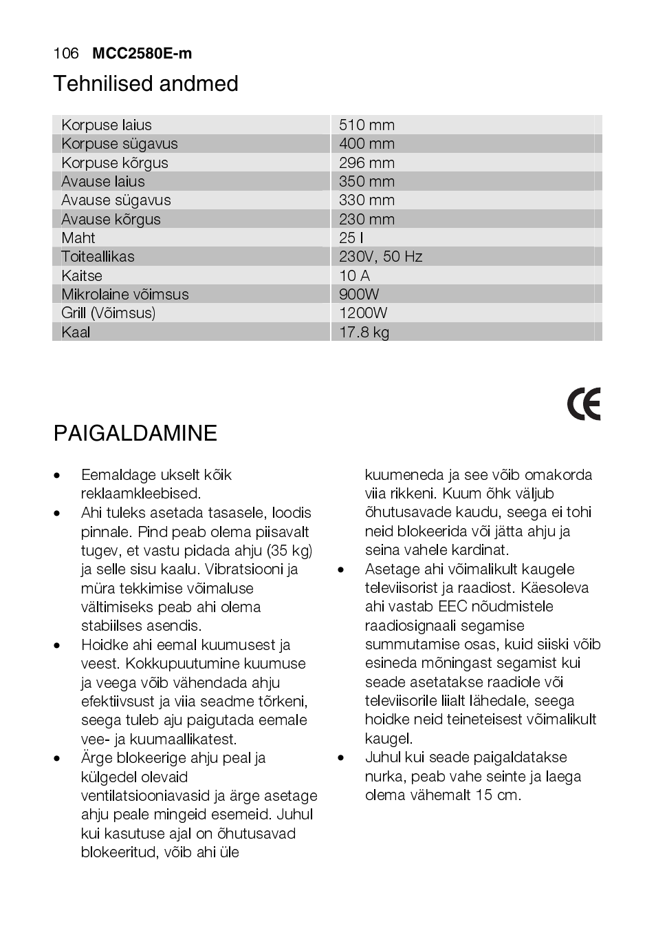 AEG MCC2580E-M User Manual | Page 106 / 284