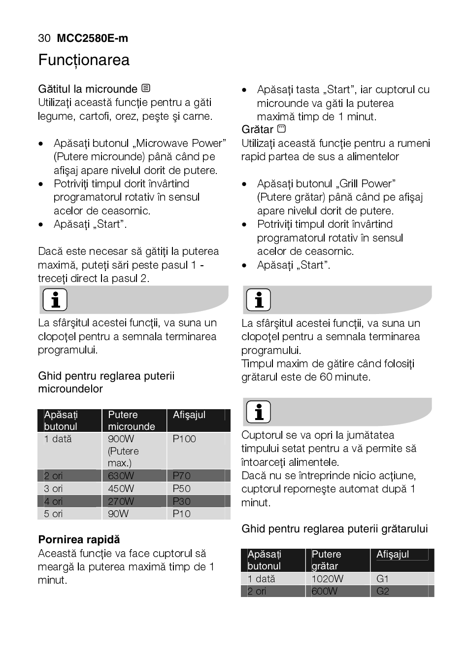 Func ţionarea | AEG MCC2580E-M User Manual | Page 30 / 284