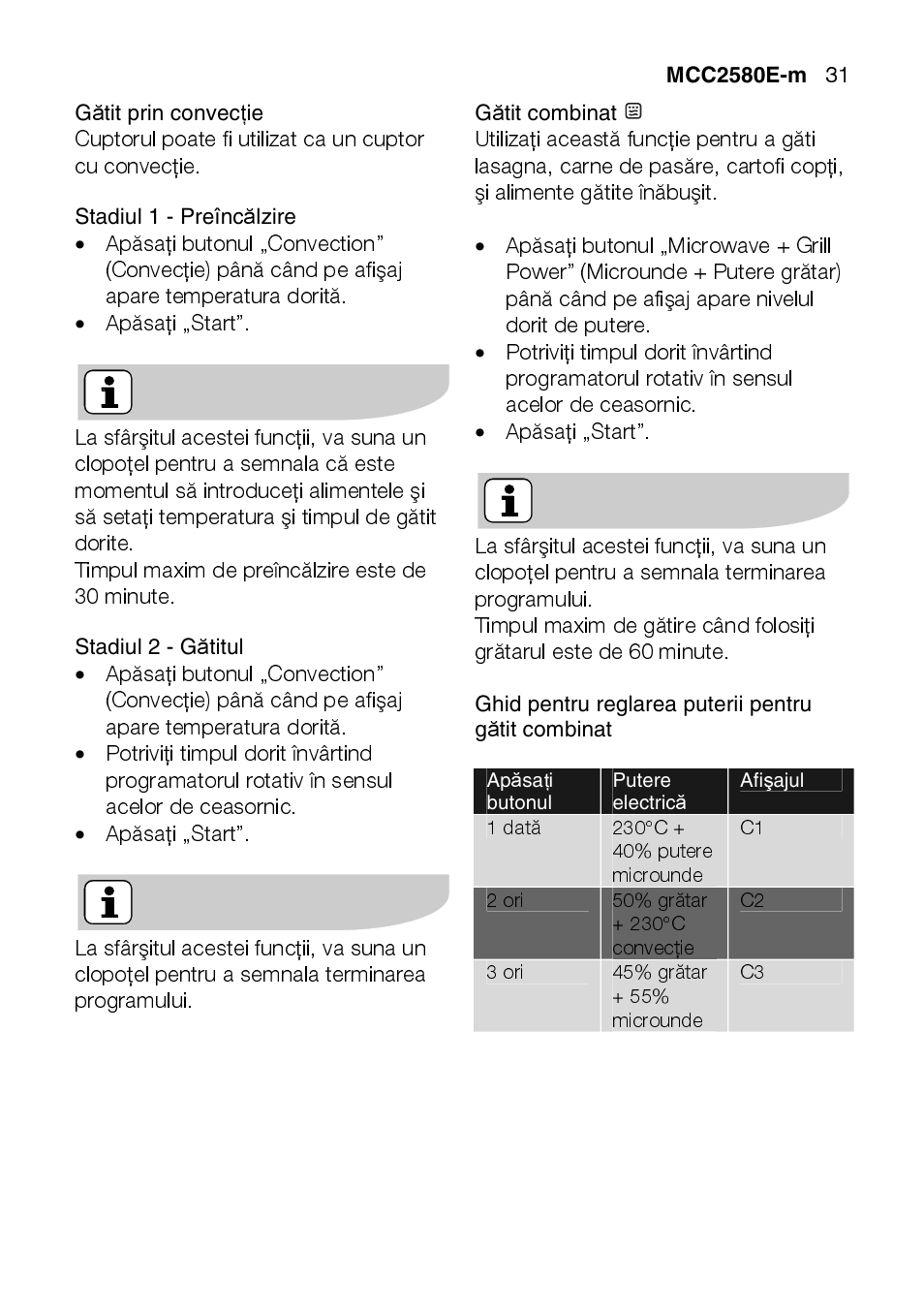 Apăsaţi „start | AEG MCC2580E-M User Manual | Page 31 / 284