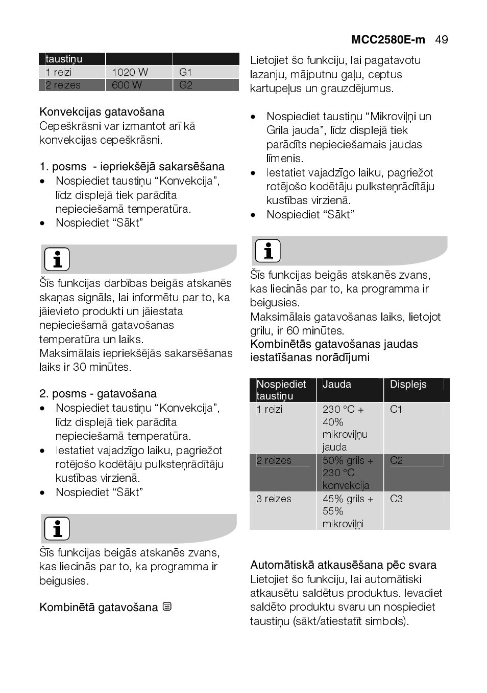Nospiediet “sākt | AEG MCC2580E-M User Manual | Page 49 / 284