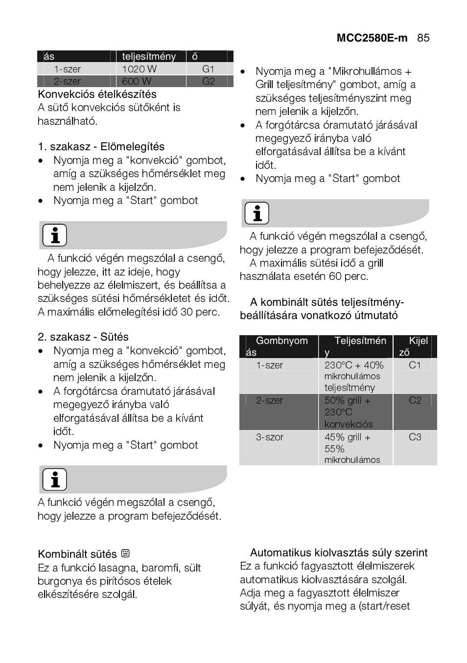 Nyomja meg a "start" gombot | AEG MCC2580E-M User Manual | Page 85 / 284