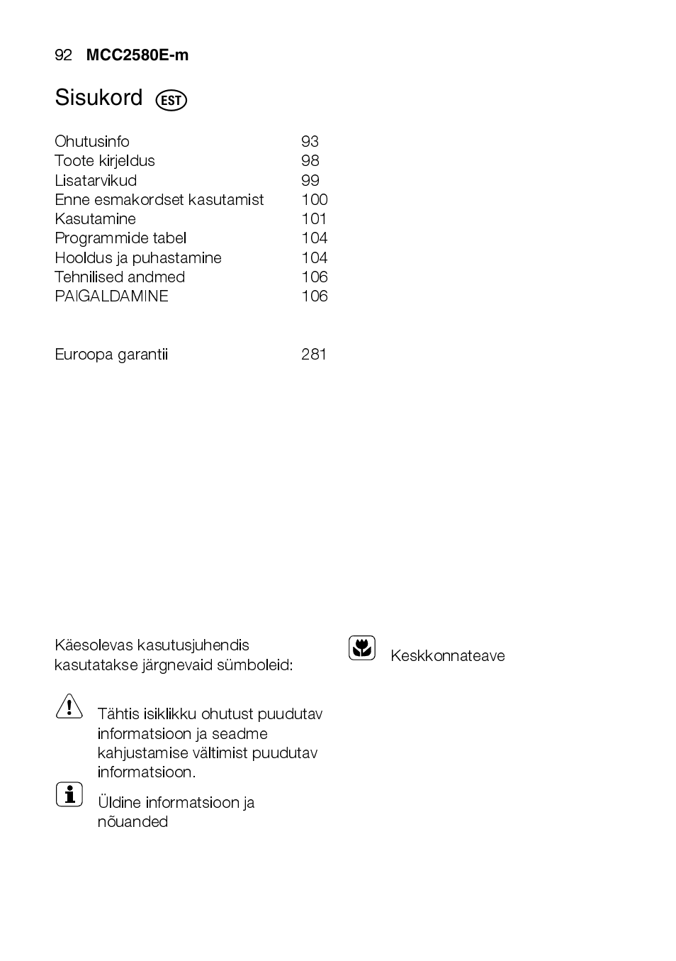 AEG MCC2580E-M User Manual | Page 92 / 284