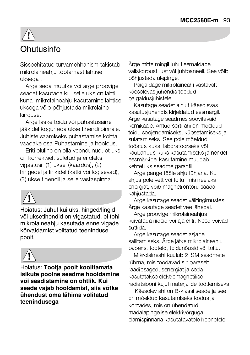 AEG MCC2580E-M User Manual | Page 93 / 284