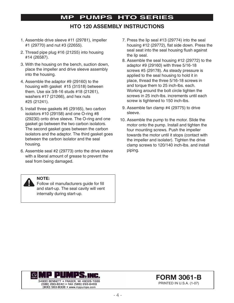 Form 3061-b | MP Pumps HTO 120 INSTALL User Manual | Page 4 / 4