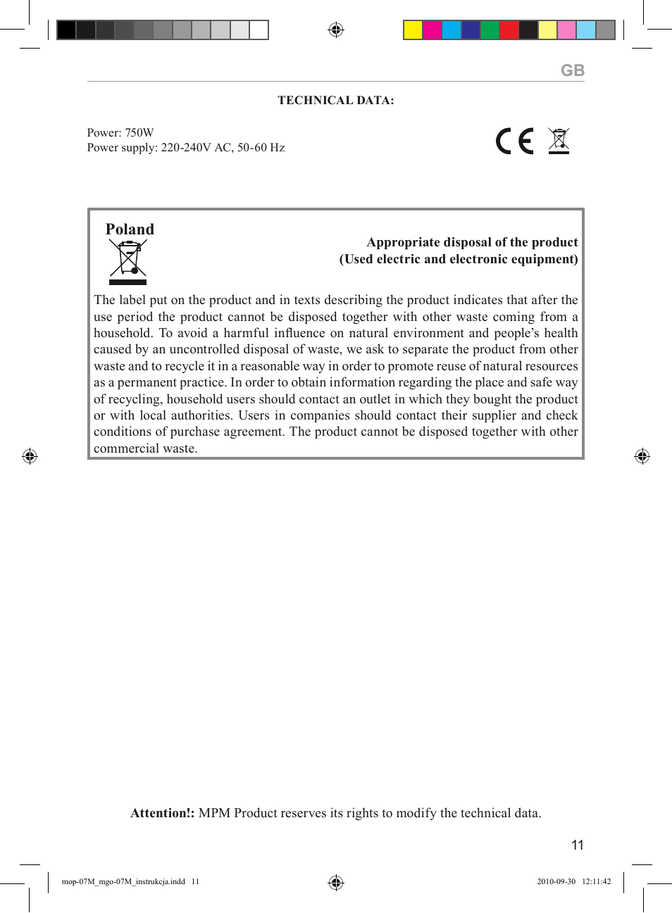 Poland | MPM MGO-07M User Manual | Page 11 / 24