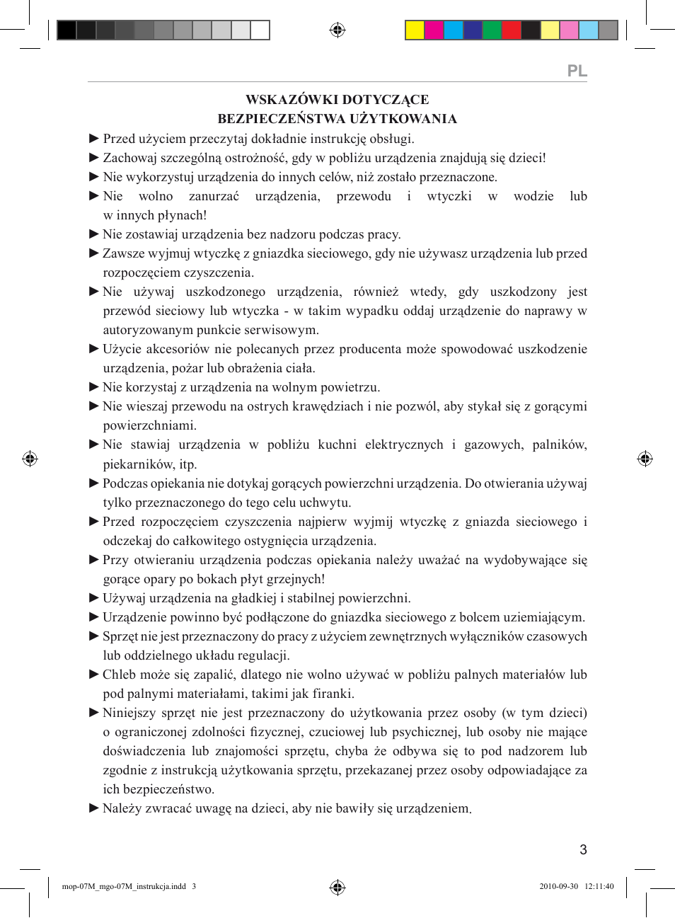 MPM MGO-07M User Manual | Page 3 / 24
