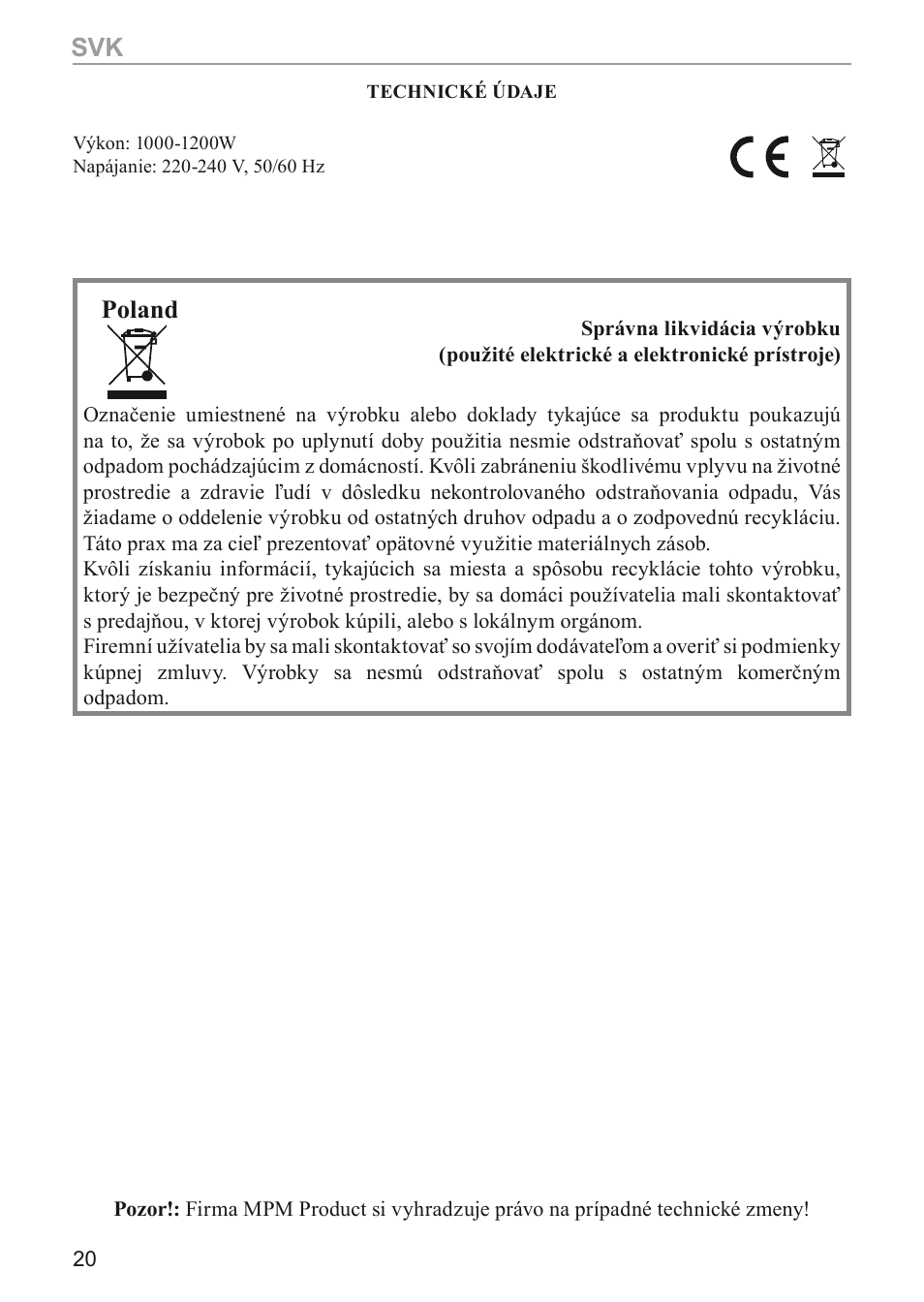 Poland | MPM MGO-05M User Manual | Page 20 / 24