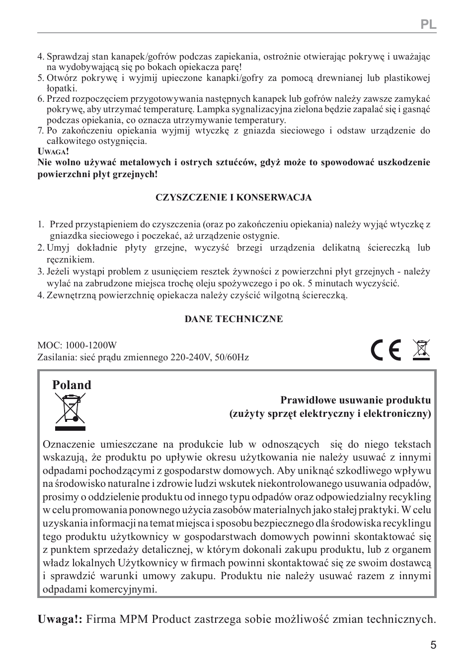 Poland | MPM MGO-05M User Manual | Page 5 / 24