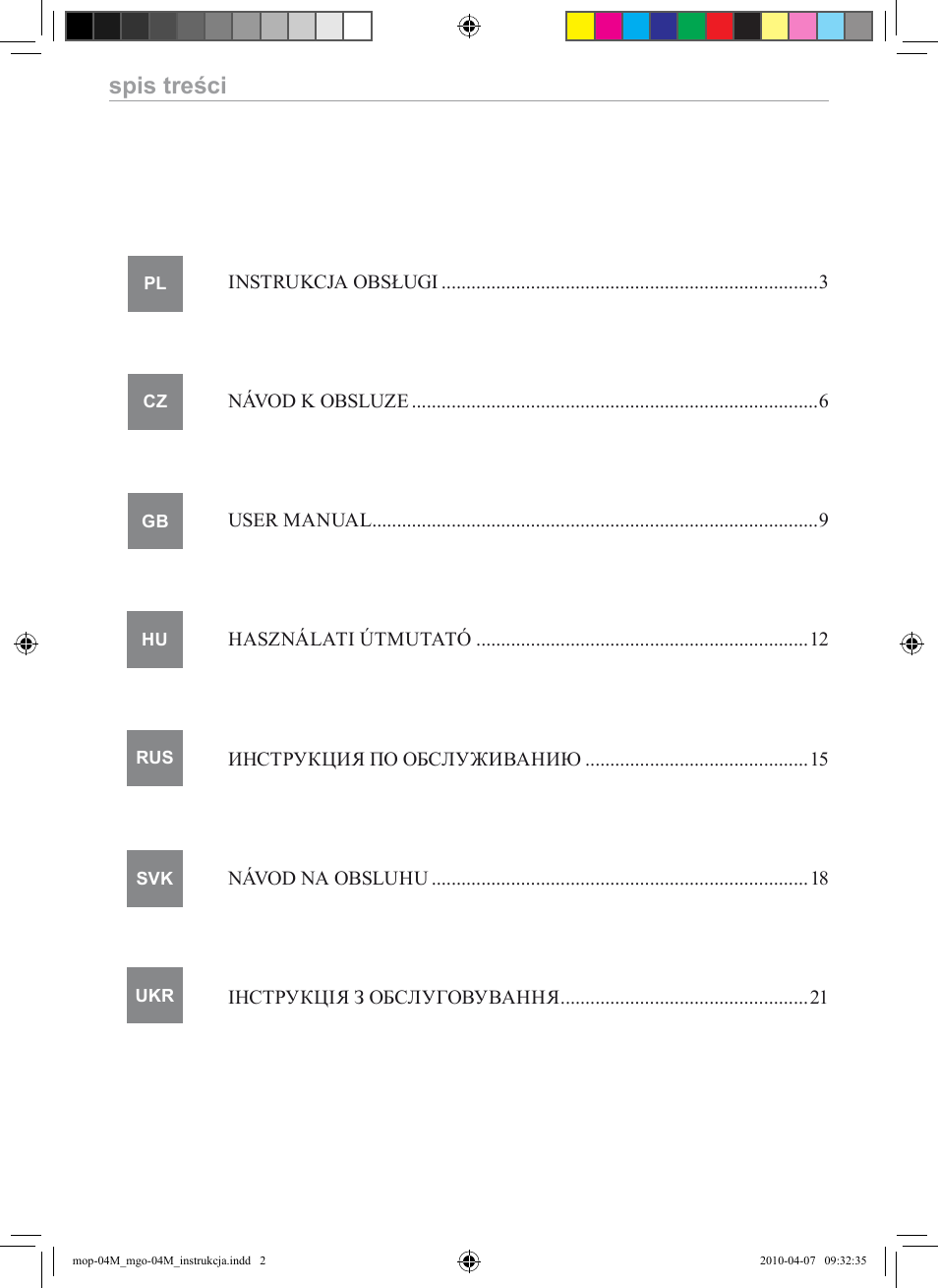 MPM MGO-04 User Manual | Page 2 / 24