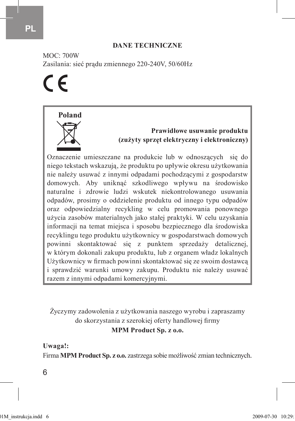 MPM MOP-01M User Manual | Page 6 / 32